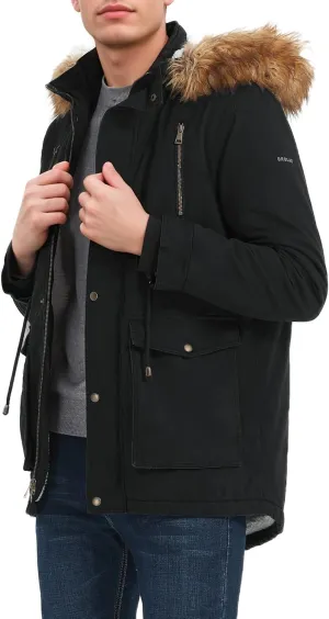 Orolay Men's Winter Parka Jacket Warm Faux Fur Coat with Removable Hood