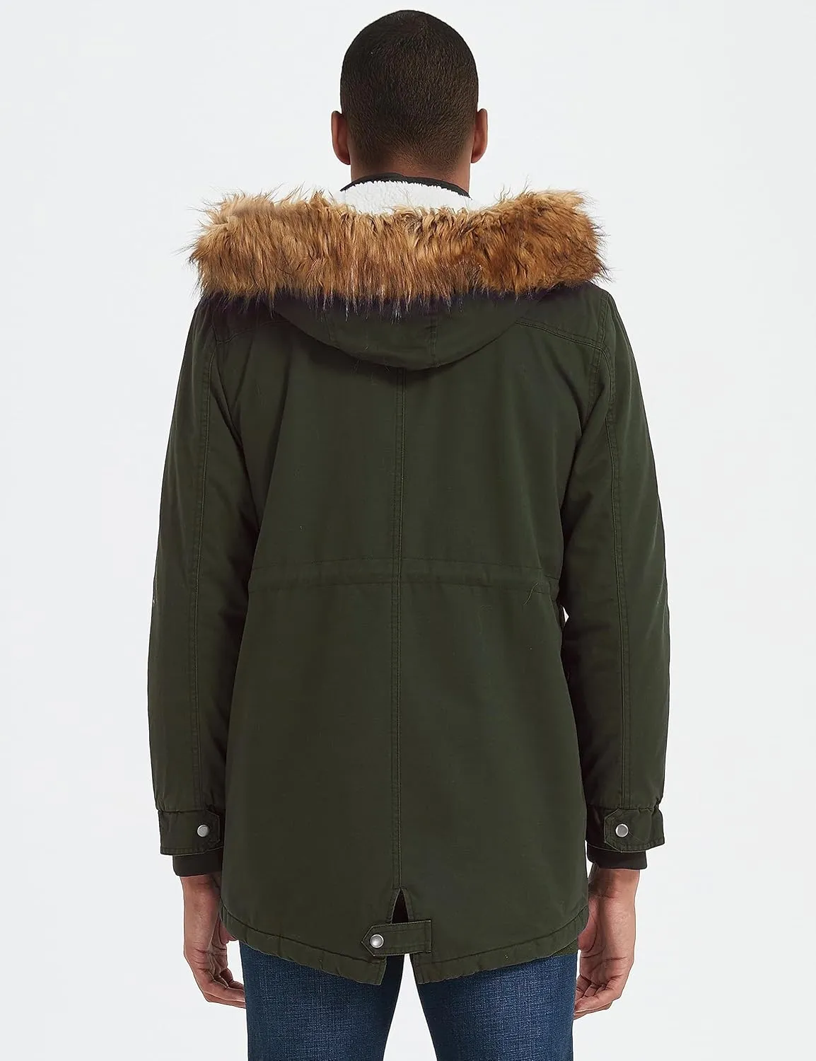 Orolay Men's Winter Parka Jacket Warm Faux Fur Coat with Removable Hood