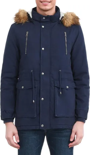 Orolay Men's Winter Parka Jacket Warm Faux Fur Coat with Removable Hood