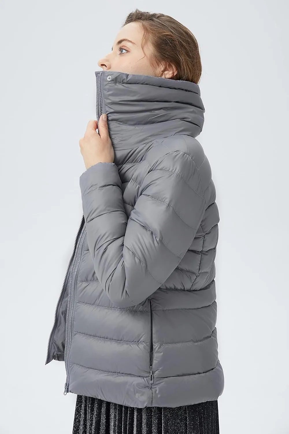 Orolay Women's Lightweight Winter Down Jacket Quilted Packable Warm Coat with Wide Collar