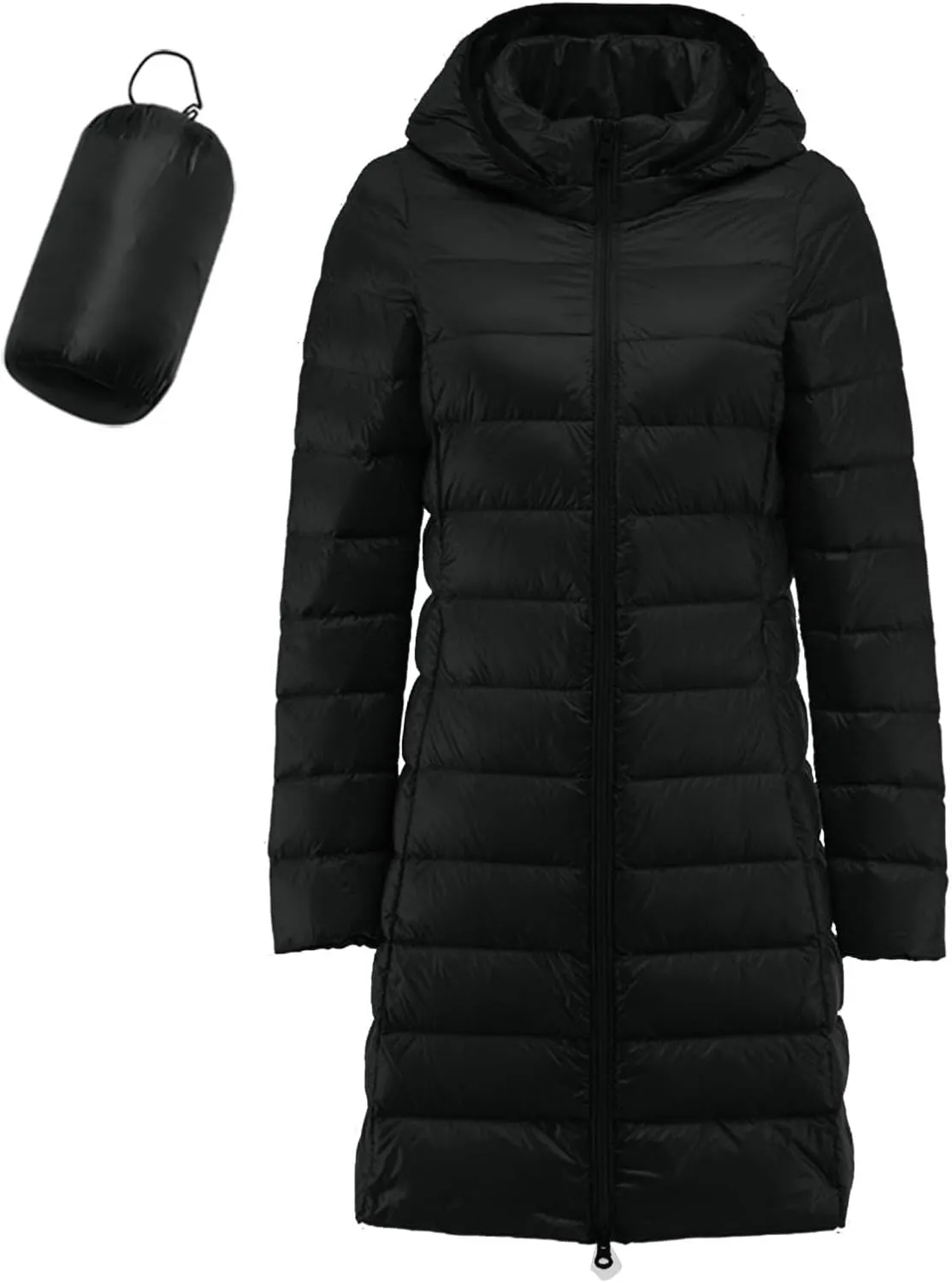 Packable Down Jacket Womens Lightweight Full Zip Jacket with Hood Quilted Winter Lightweight Windproof Ladies Coats