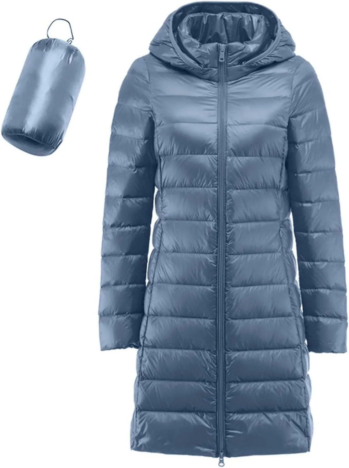 Packable Down Jacket Womens Lightweight Full Zip Jacket with Hood Quilted Winter Lightweight Windproof Ladies Coats