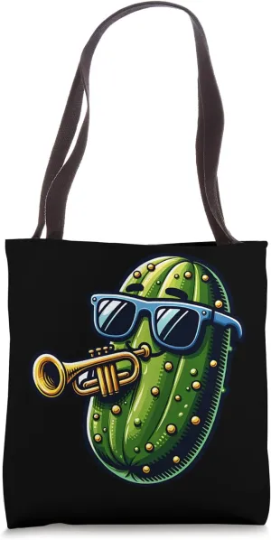 Pickle Playing Trumpet With Cool Sunglasses Tote Bag