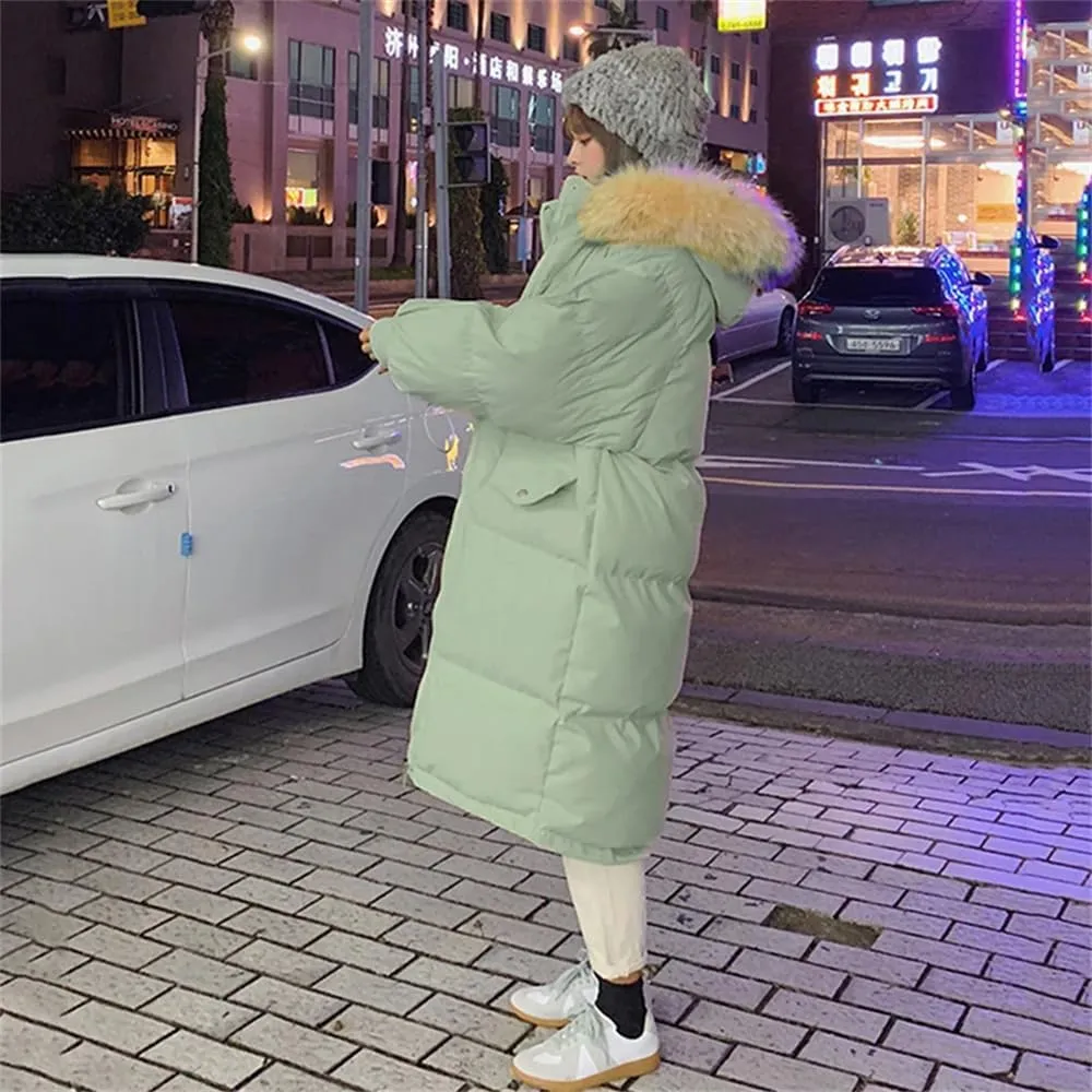 Pulcykp Women's Down Jackets Winter Thick Warm Bubble Long Puffer Coat Cotton Padded Outwear