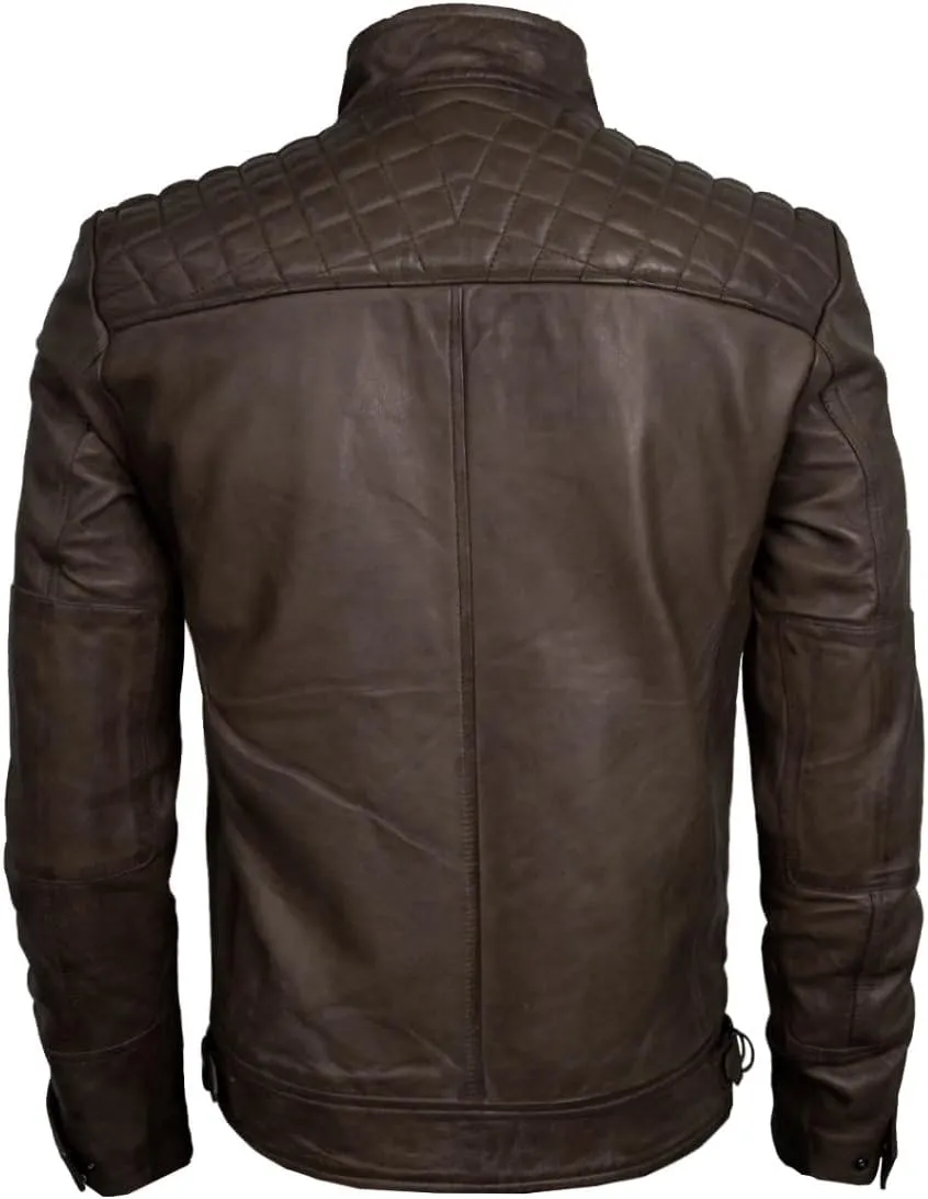Real Leather Jacket Men - Motorcycle Soft Real SheepSkin Leather Jacket