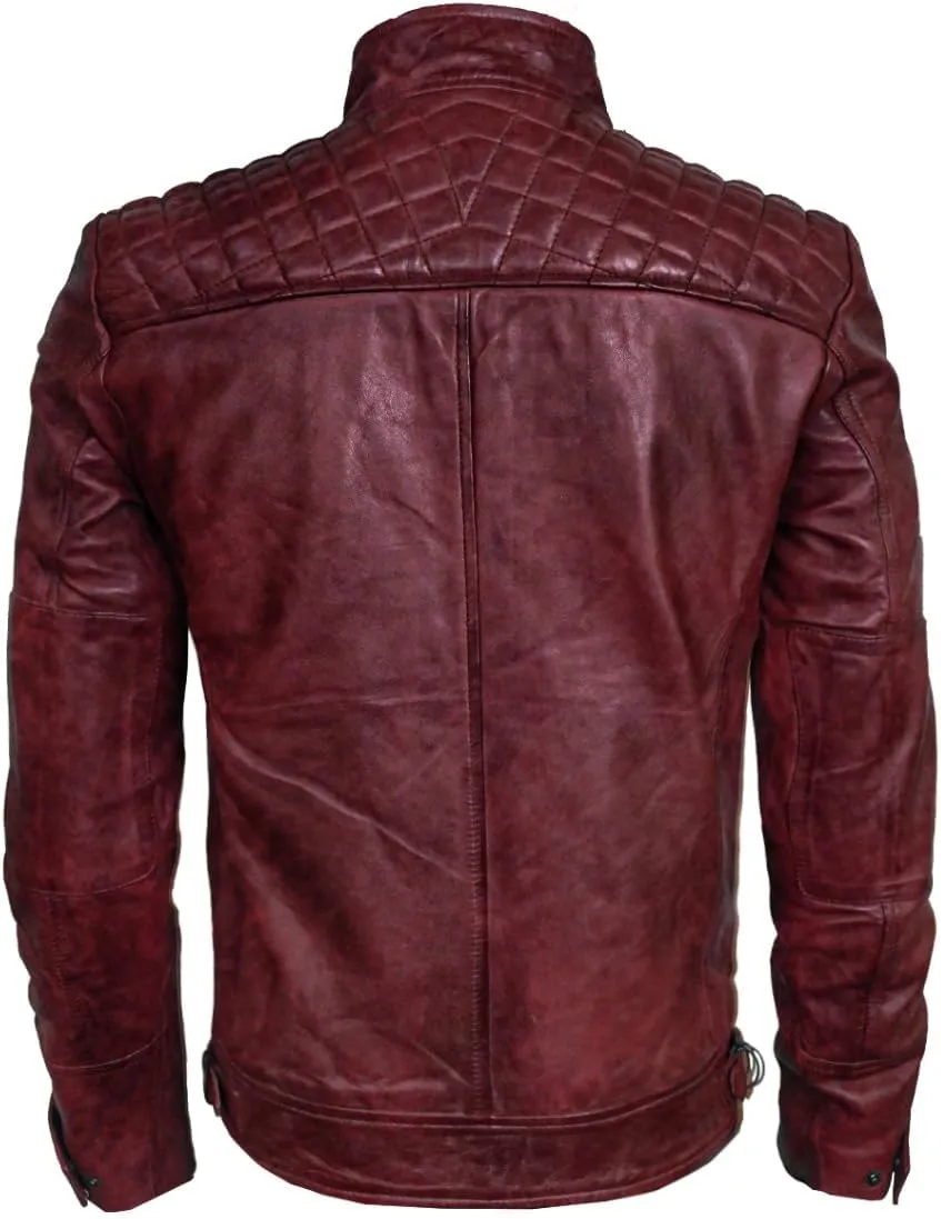 Real Leather Jacket Men - Motorcycle Soft Real SheepSkin Leather Jacket