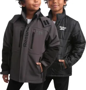Reebok Boys' Winter Coat  Waterproof Softshell Jacket with Removable Puffer Parka  System Ski Jacket for Boys (8-20)
