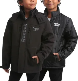 Reebok Boys' Winter Coat  Waterproof Softshell Jacket with Removable Puffer Parka  System Ski Jacket for Boys (8-20)