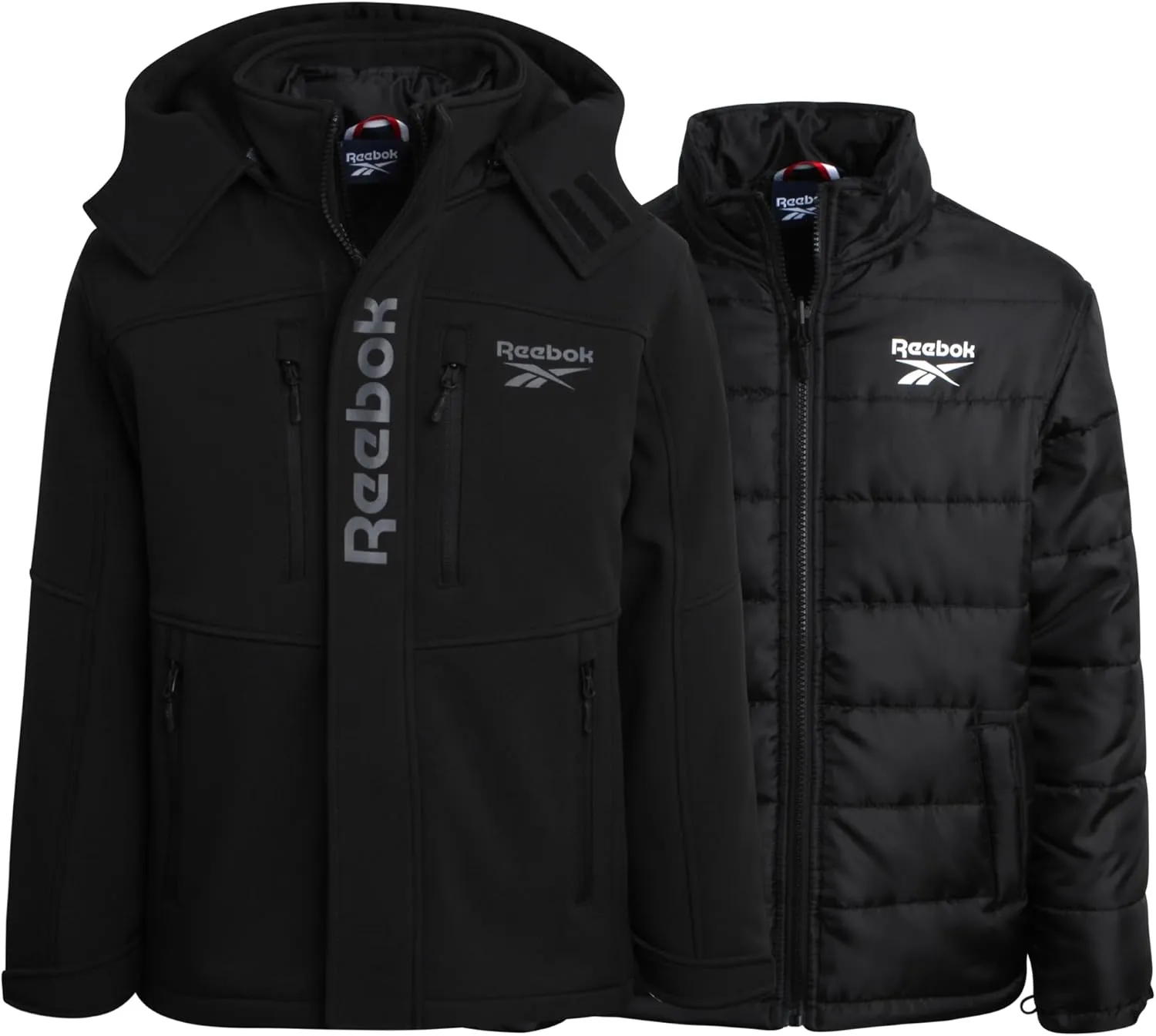 Reebok Boys' Winter Coat  Waterproof Softshell Jacket with Removable Puffer Parka  System Ski Jacket for Boys (8-20)