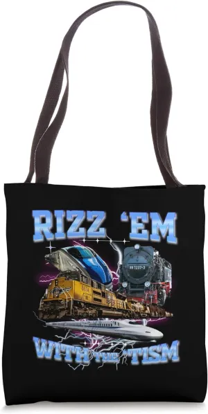 RIZZ 'EM WITH THE 'TISM Fun 90s Bootleg Trains Autism Meme Tote Bag