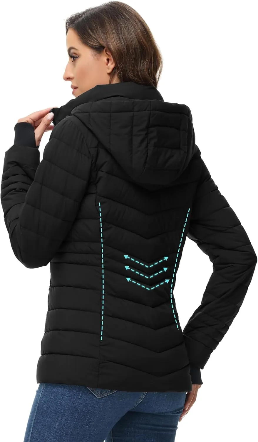 ROYAL MATRIX Women's Packable Puffer Jacket, Lightweight Puffer Jacket Winter Warm Quilted Puffer Jacket with Detachable Hood