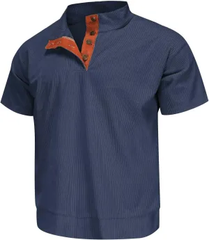 RTTUIOP Collared Shirt Men Polo Shirts Short Sleeve V Neck Button Down Casual Quick Dry Moisture Wicking Slim Fit Golf Shirts