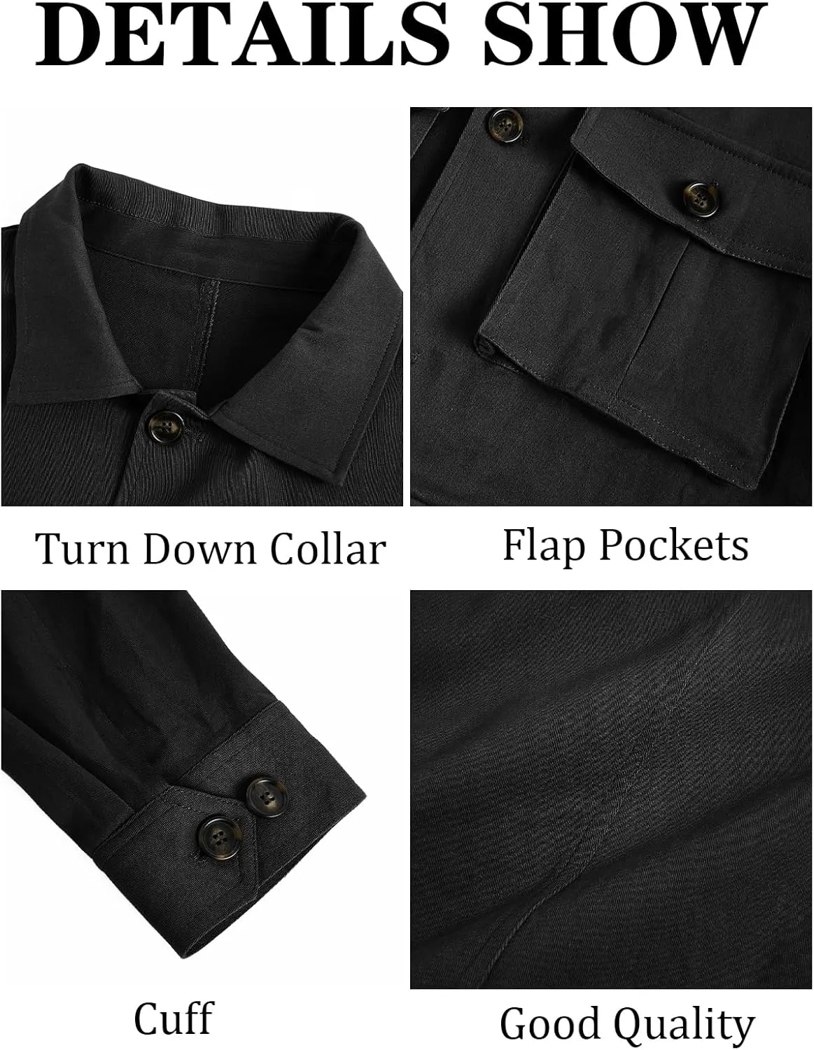 Runcati Mens Lightweight Safari Jacket Casual Button Up Jacket Windproof Work Coat with Pockets