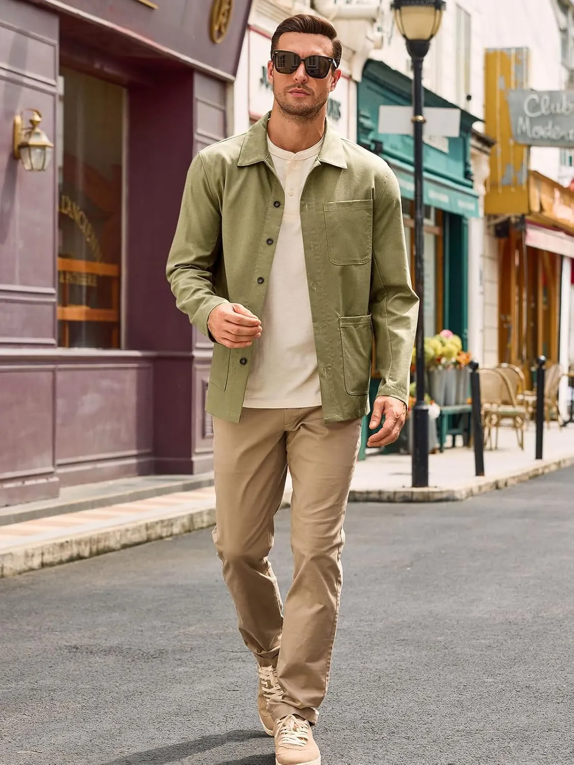 Runcati Mens Linen Shirt Jacket Button Down Long Sleeve Shacket Casual Cotton Casual Lightweight Jacket