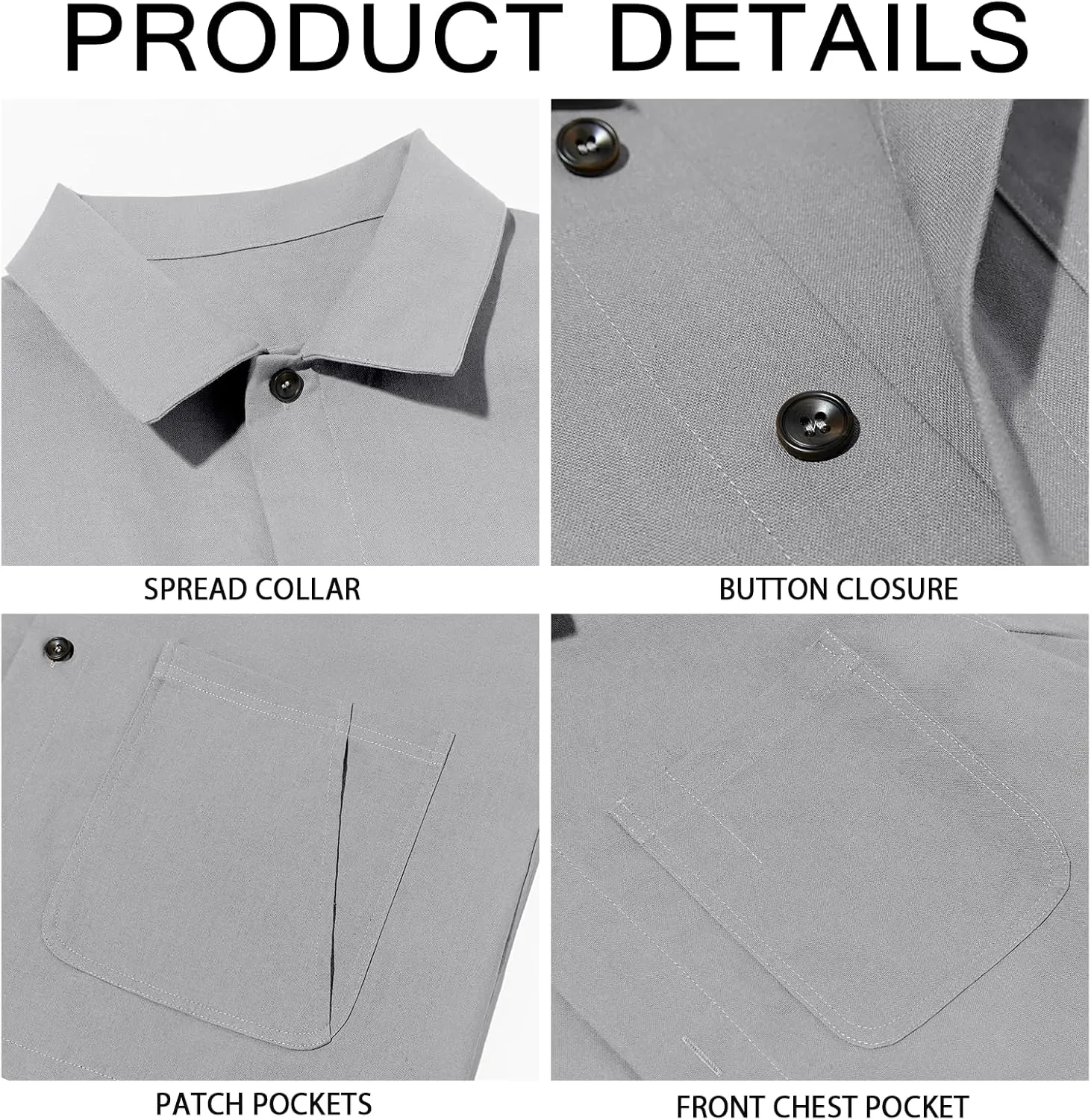 Runcati Mens Linen Shirt Jacket Button Down Long Sleeve Shacket Casual Cotton Casual Lightweight Jacket