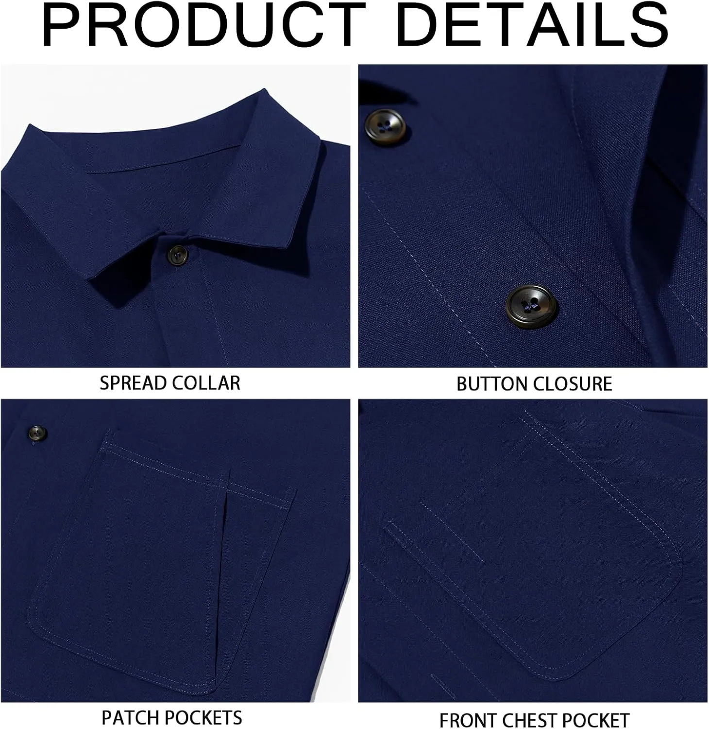Runcati Mens Linen Shirt Jacket Button Down Long Sleeve Shacket Casual Cotton Casual Lightweight Jacket