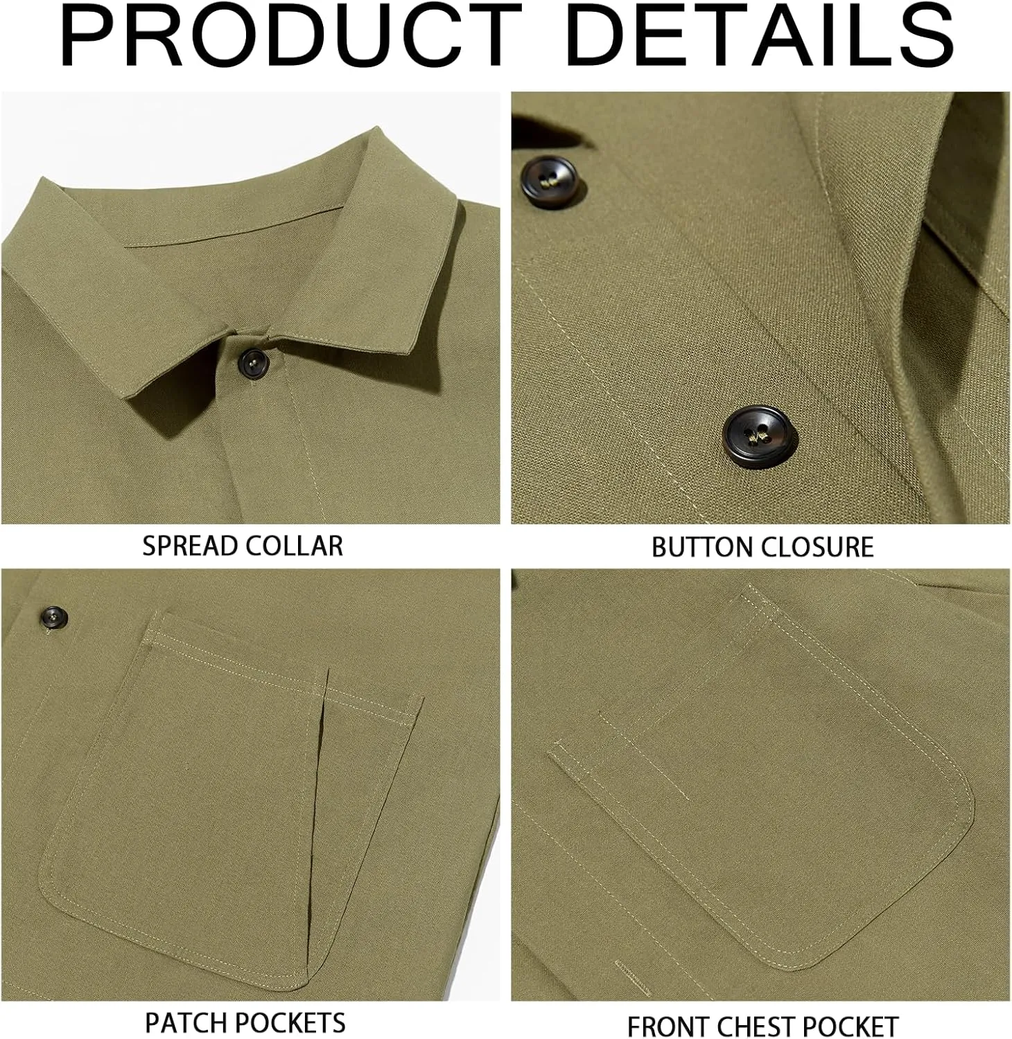 Runcati Mens Linen Shirt Jacket Button Down Long Sleeve Shacket Casual Cotton Casual Lightweight Jacket