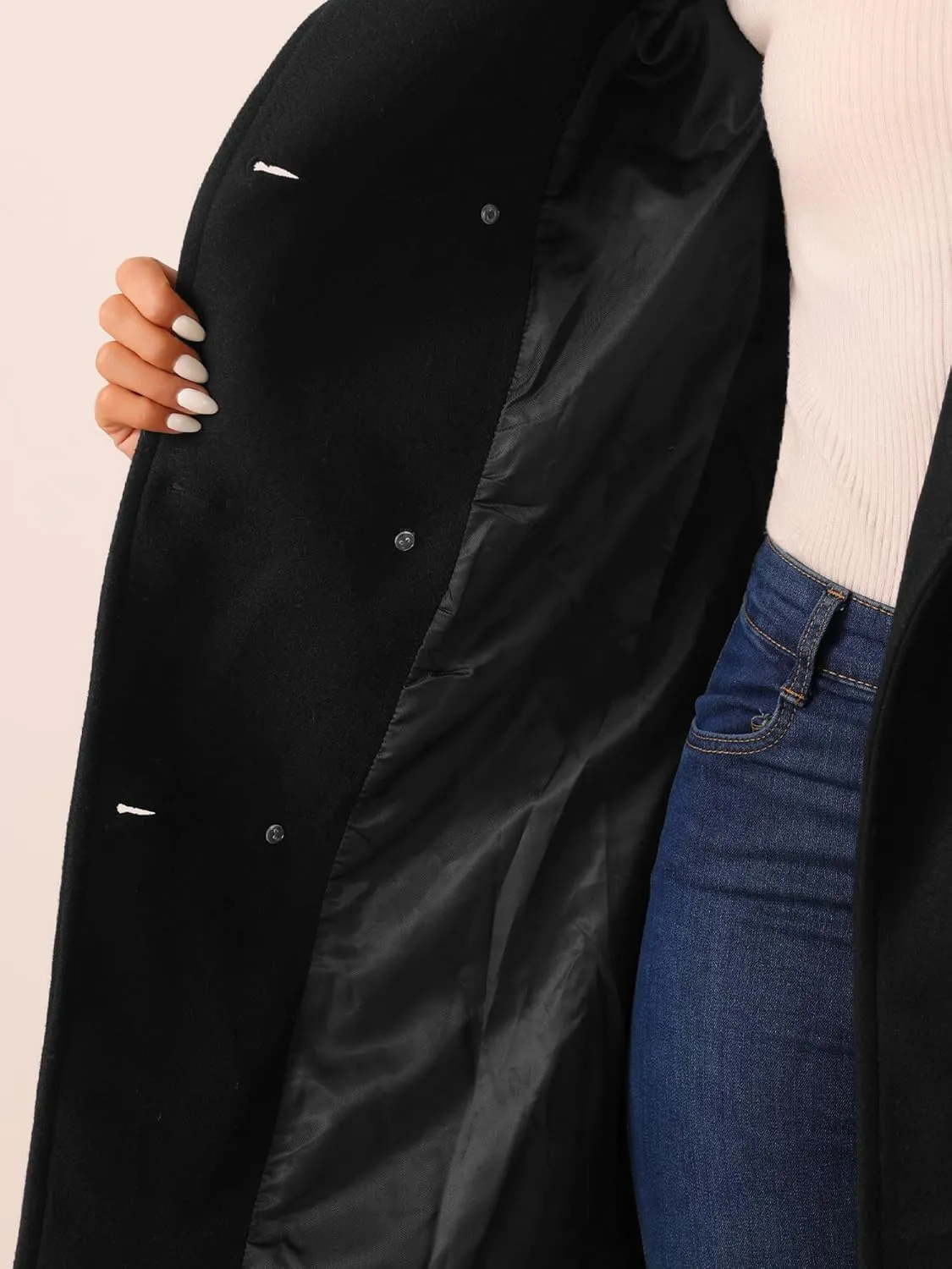 Seta T Women's Double Breasted Peacoat Fashion Winter Outwear Casual Collar Jackets with Pockets