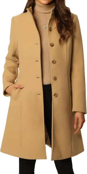 Seta T Women's Single Breasted Peacoat Fashion Winter Belted Outwear Casual Jackets with Pockets