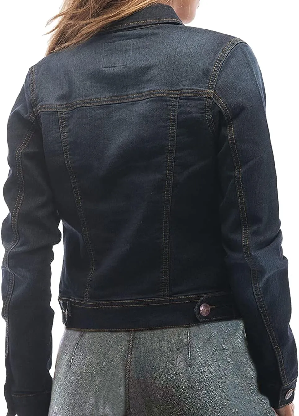 Skylinewears Women's Denim Classic Jackets Long Sleeve Soft Stretch Fit Versatile Button Down Crop Blue Jean Jacket