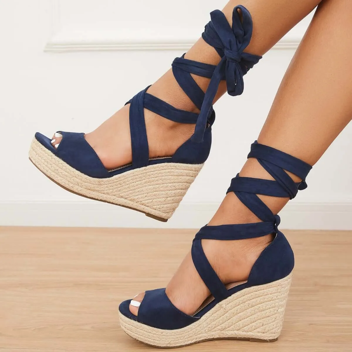 Sohiwoo  Women's Summer Lace Up Espadrille Heel Platform Wedge Sandals Imily Bela