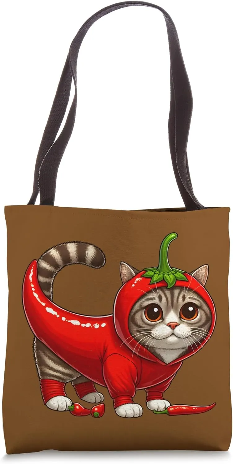 Spicy Cat in Chili Costume Tote Bag
