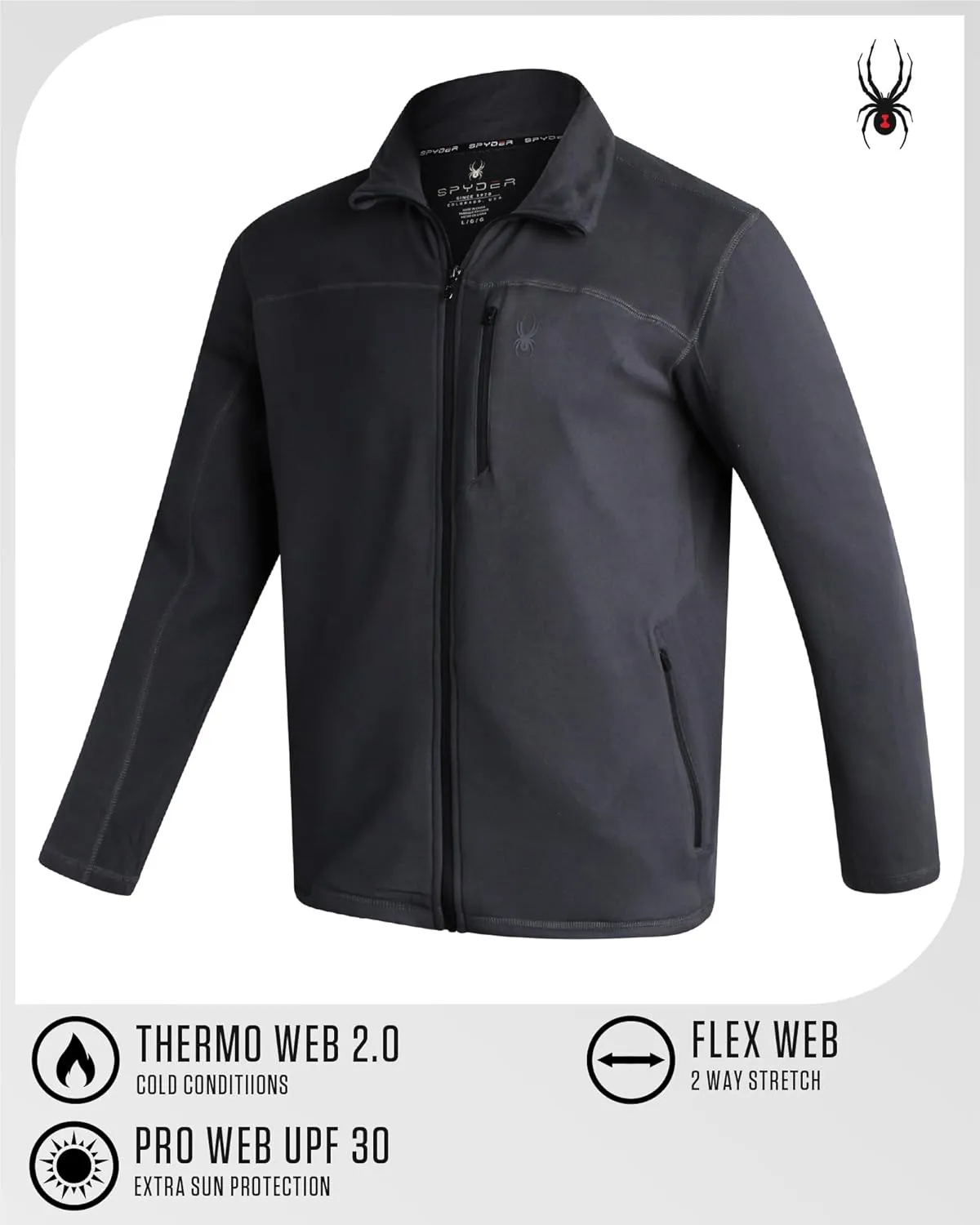 Spyder Mens Jacket - Polar Fleece Insulated Suede Light Jackets for Men - Lightweight Athletic Zip Up Jacket (Sizes: S-XL)