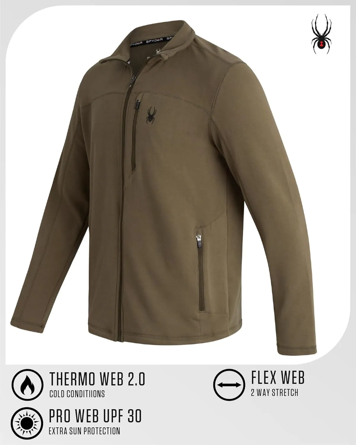 Spyder Mens Jacket - Polar Fleece Insulated Suede Light Jackets for Men - Lightweight Athletic Zip Up Jacket (Sizes: S-XL)
