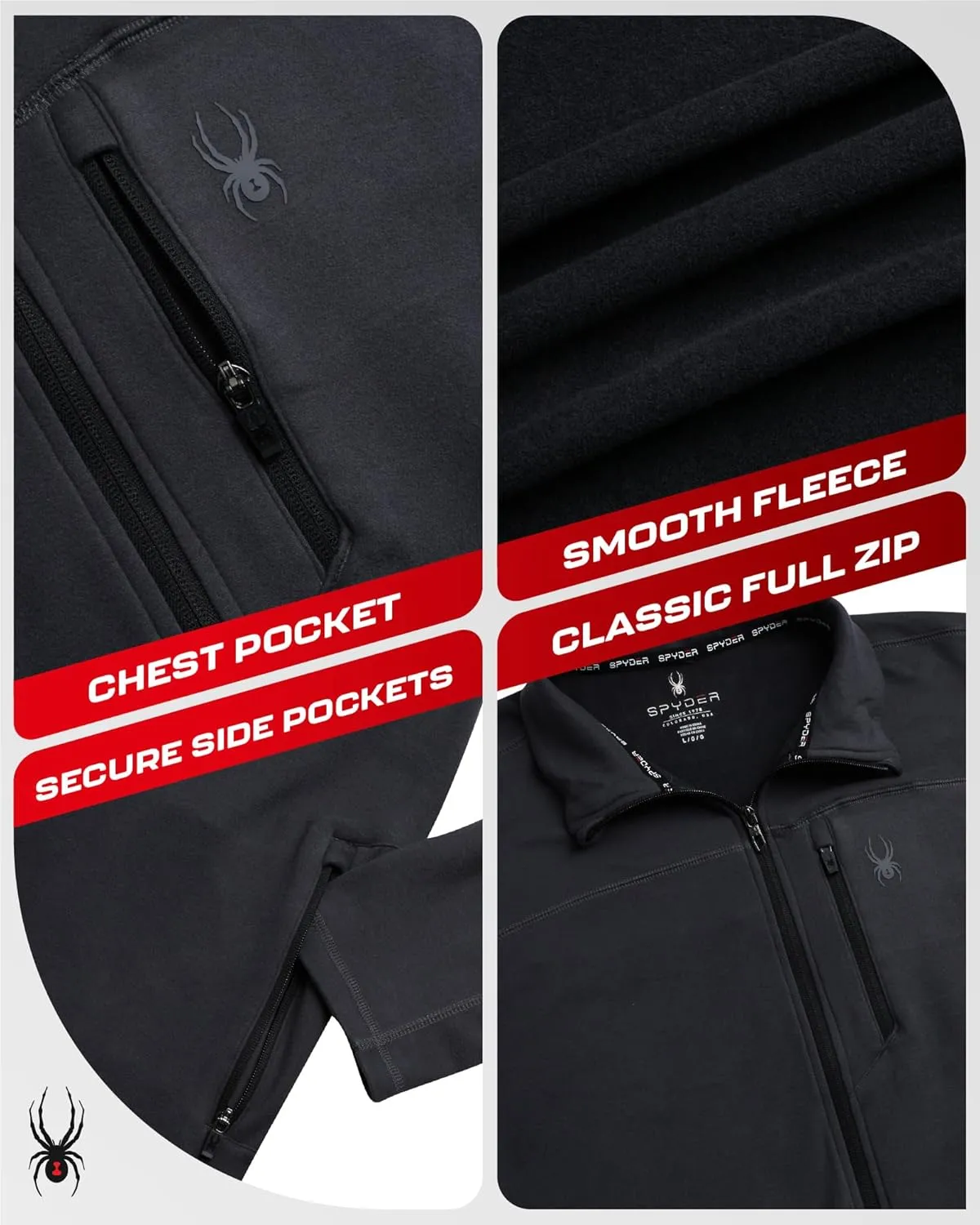 Spyder Mens Jacket - Polar Fleece Insulated Suede Light Jackets for Men - Lightweight Athletic Zip Up Jacket (Sizes: S-XL)