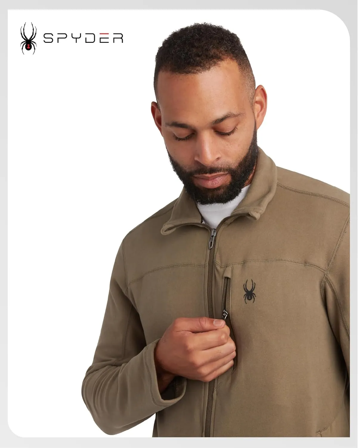 Spyder Mens Jacket - Polar Fleece Insulated Suede Light Jackets for Men - Lightweight Athletic Zip Up Jacket (Sizes: S-XL)