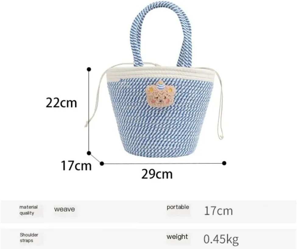 Straw Bag Summer Fashion Woven Handbag Versatile Casual Niche Shoulder Bag Cute Doll Bucket Bag Straw Bags