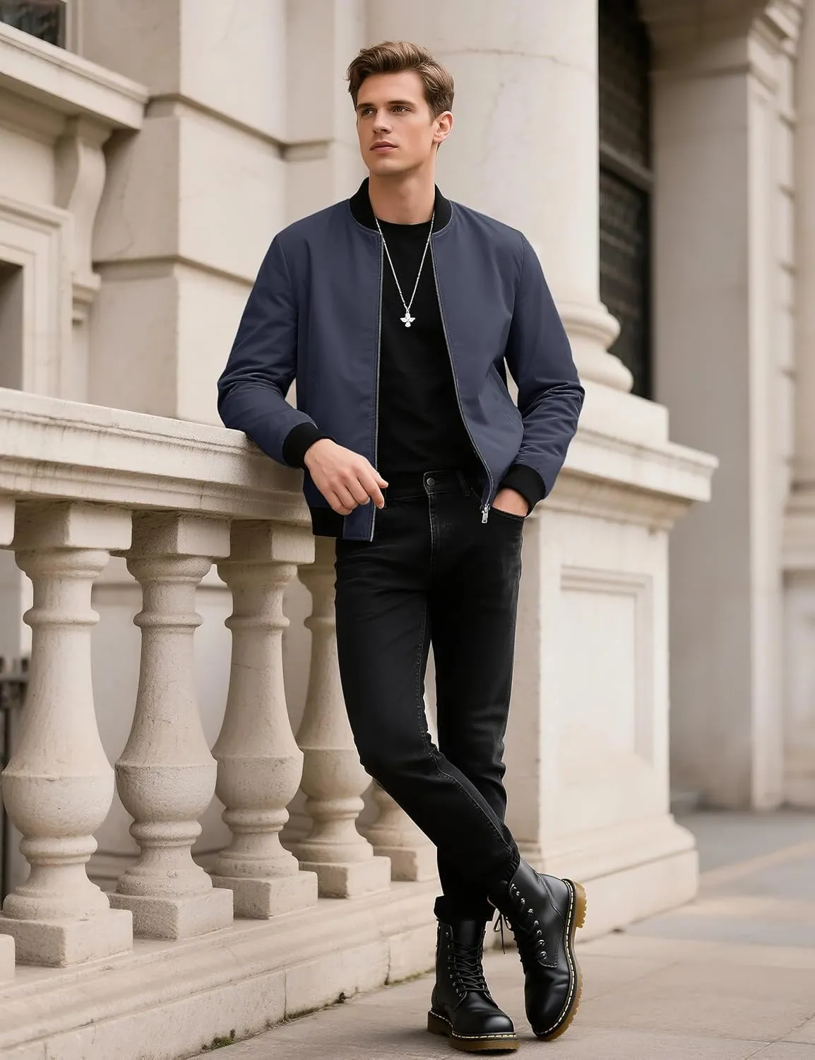 TACVASEN Men's Lightweight Jacket Spring Bomber Fall Windbreaker Casual Stylish Coats with Pockets