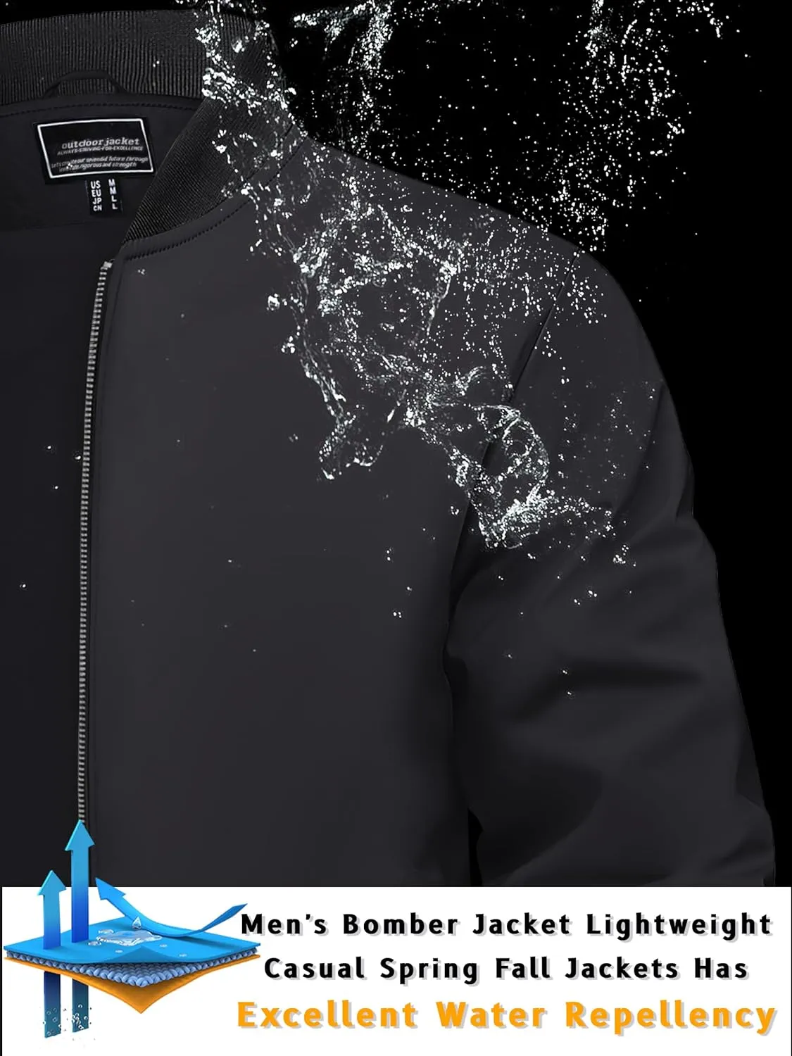 TACVASEN Men's Lightweight Jacket Spring Bomber Fall Windbreaker Casual Stylish Coats with Pockets