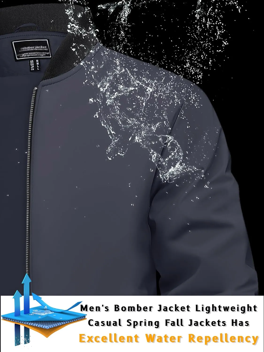 TACVASEN Men's Lightweight Jacket Spring Bomber Fall Windbreaker Casual Stylish Coats with Pockets