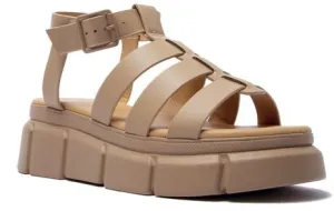 Tan Womens Lug Fisherman Strappy Double Stack Sandals