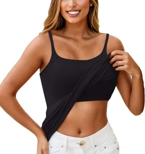 Tank Top Women Athletic Built in Bra Adjustable Spaghetti Strap 2025 Cami Tops Summer Shirts Sleeveless Under Clothes