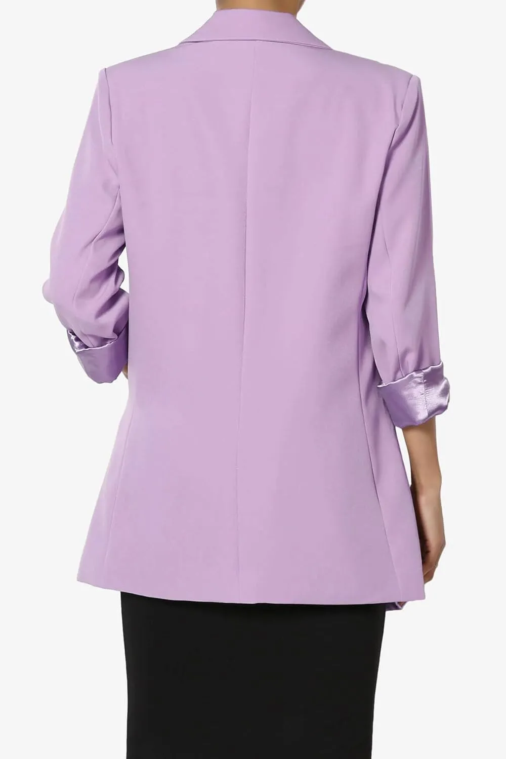 TheMogan Women's Cuffed Long Sleeve Open Front Blazer Stylish Office Casual Versatile Jacket