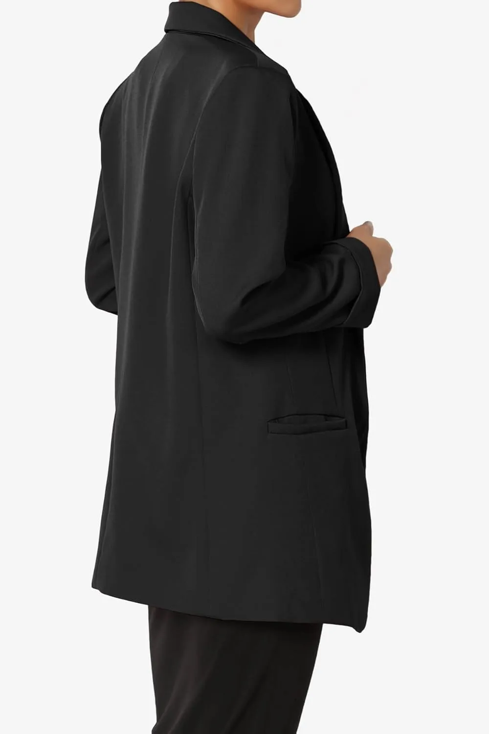 TheMogan Women's Cuffed Long Sleeve Open Front Blazer Stylish Office Casual Versatile Jacket