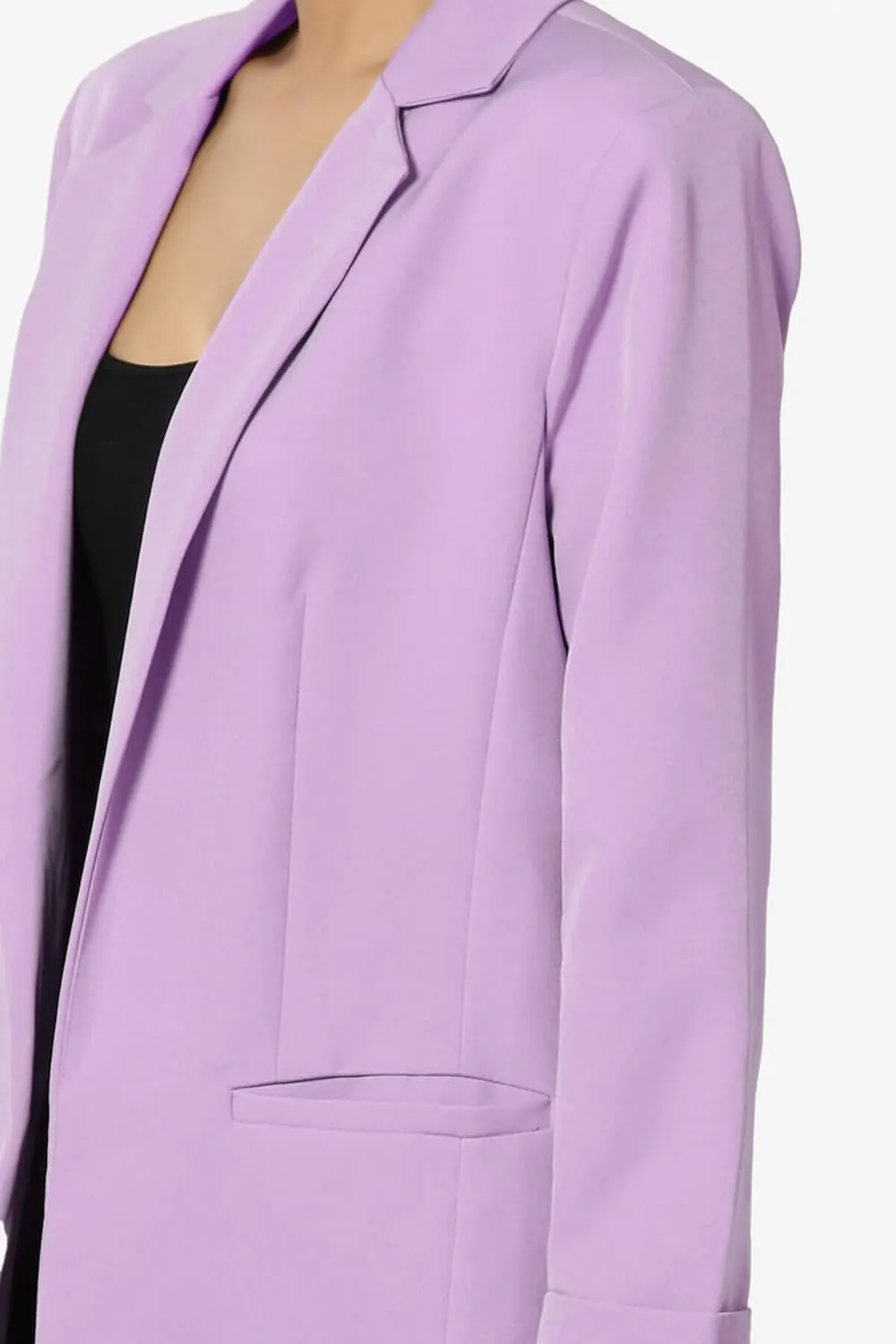 TheMogan Women's Cuffed Long Sleeve Open Front Blazer Stylish Office Casual Versatile Jacket