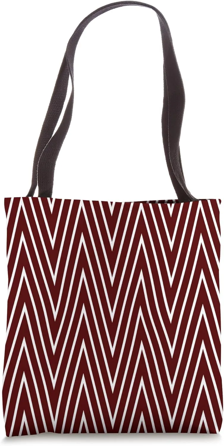 Timeless, Burgundy, Chevron Pattern Design Tote Bag