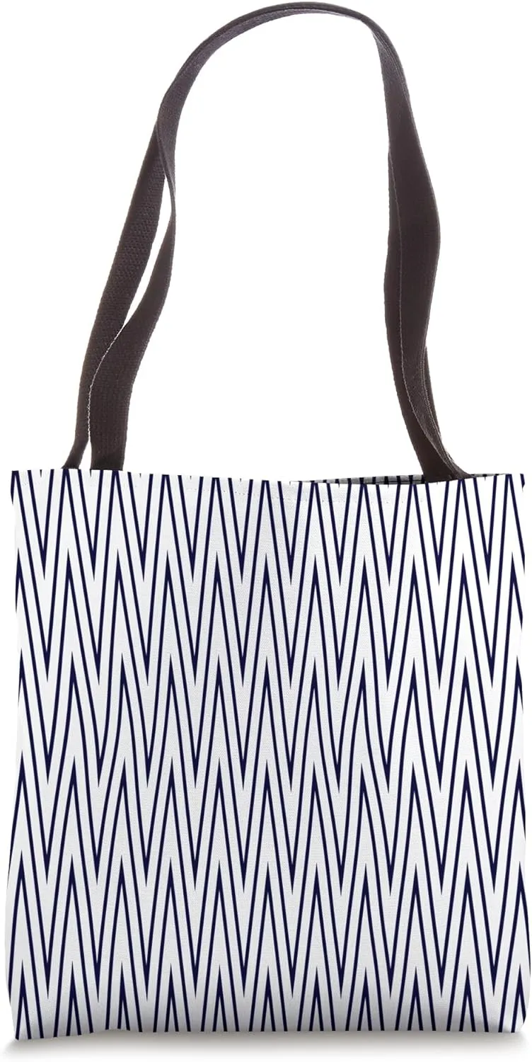 Timeless, Navy Blue, Chevron Pattern Design Tote Bag