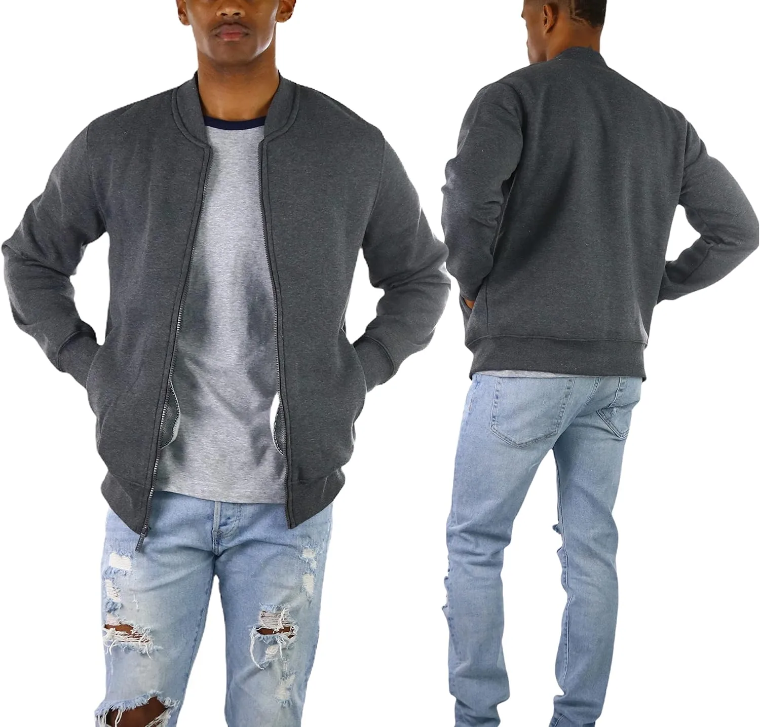 ToBeInStyle Men's Durable and Consistantly Stylish Fleece Bomber Jacket