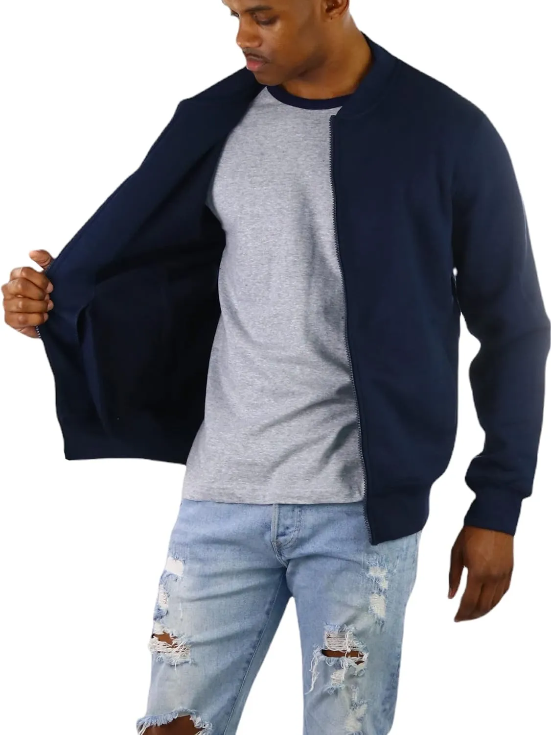 ToBeInStyle Men's Durable and Consistantly Stylish Fleece Bomber Jacket