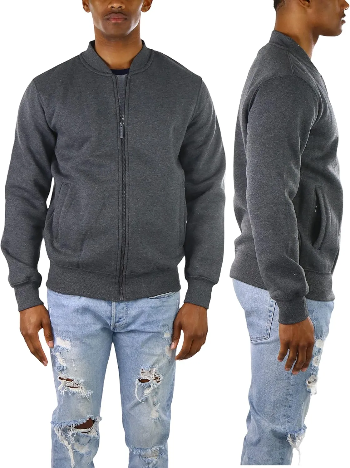 ToBeInStyle Men's Durable and Consistantly Stylish Fleece Bomber Jacket