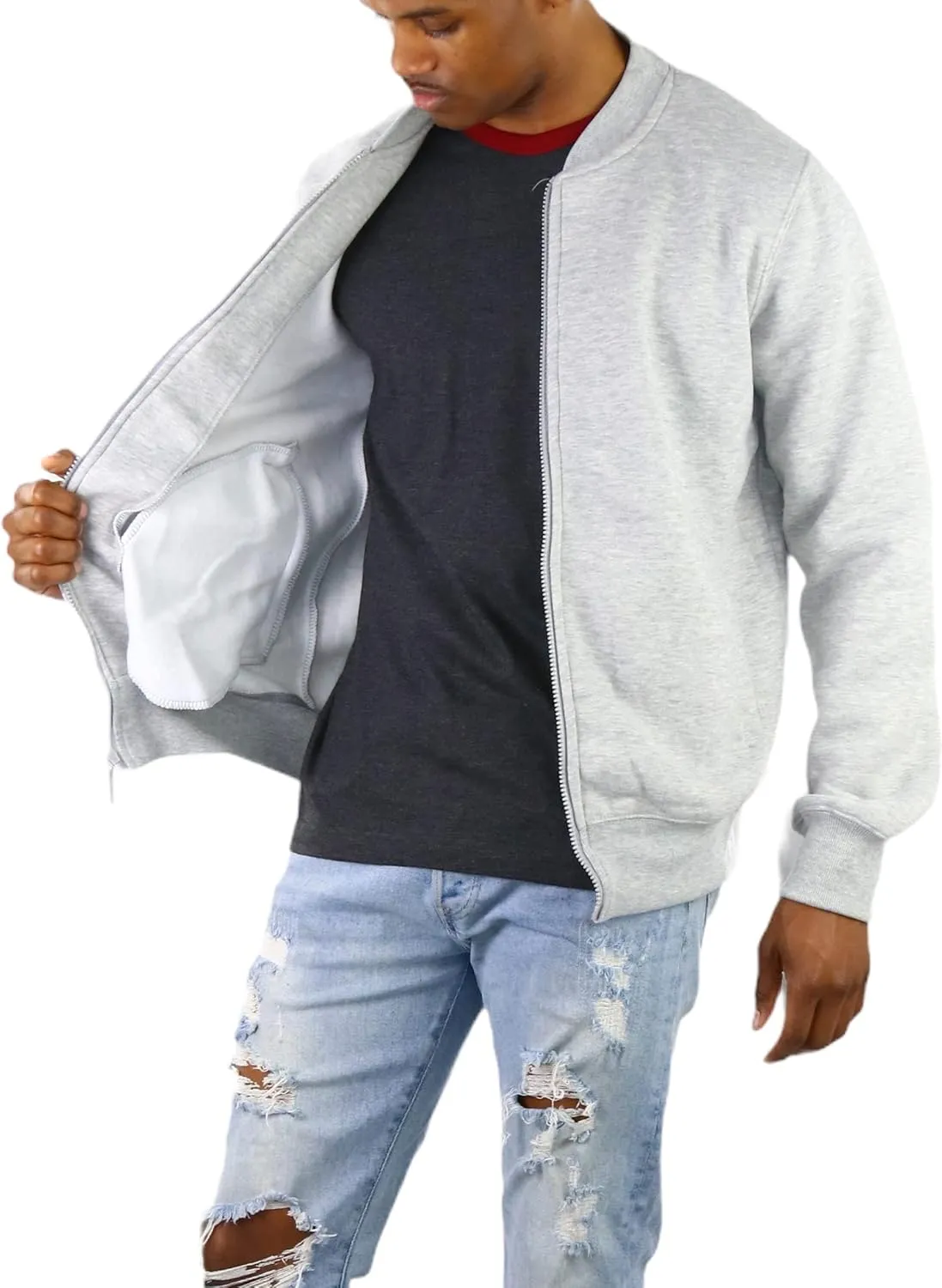 ToBeInStyle Men's Durable and Consistantly Stylish Fleece Bomber Jacket