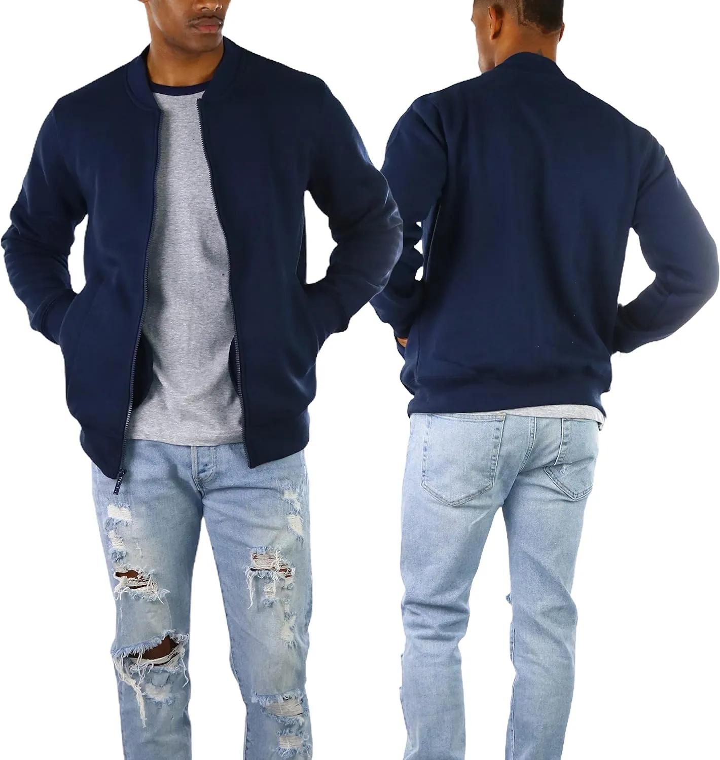 ToBeInStyle Men's Durable and Consistantly Stylish Fleece Bomber Jacket