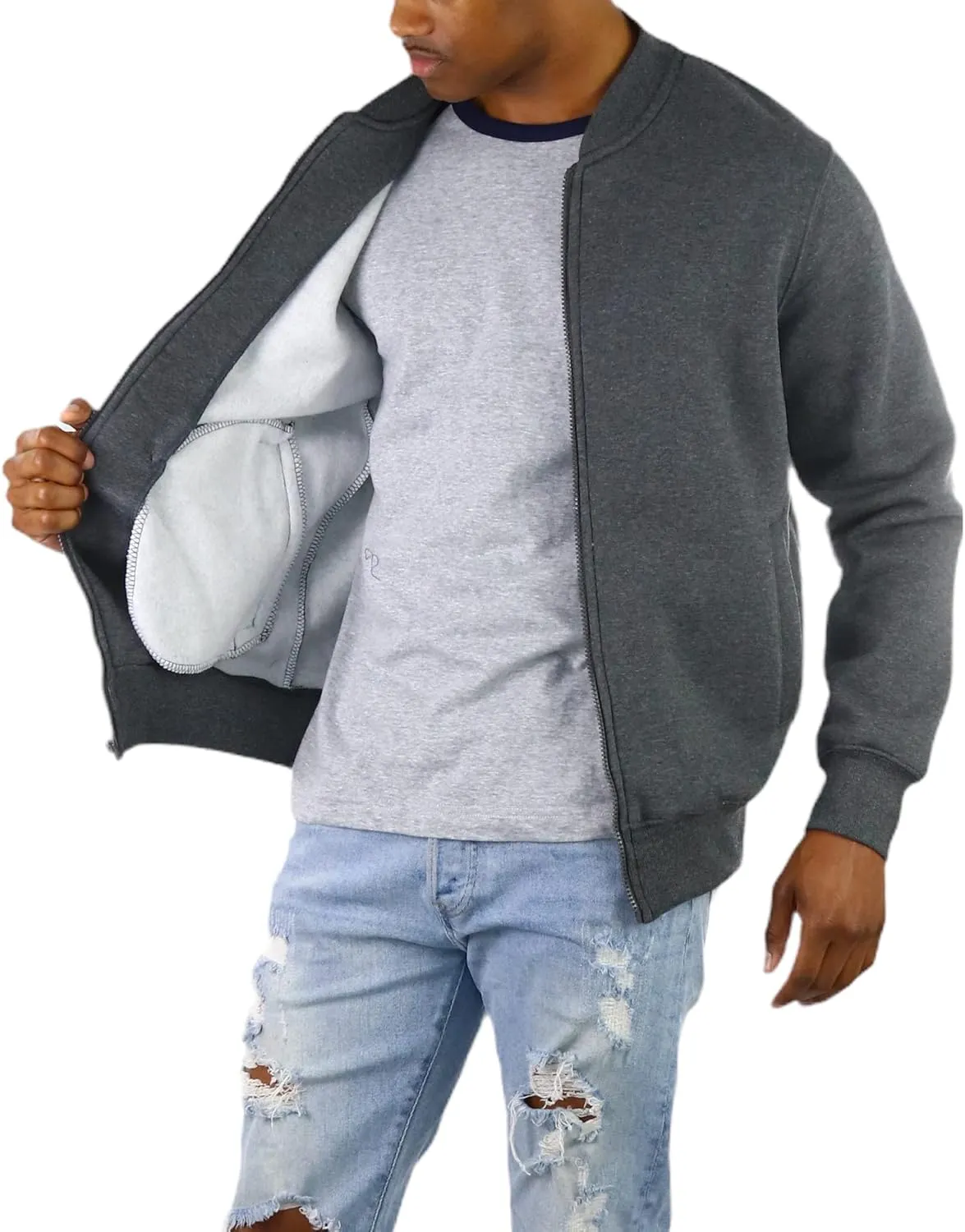 ToBeInStyle Men's Durable and Consistantly Stylish Fleece Bomber Jacket