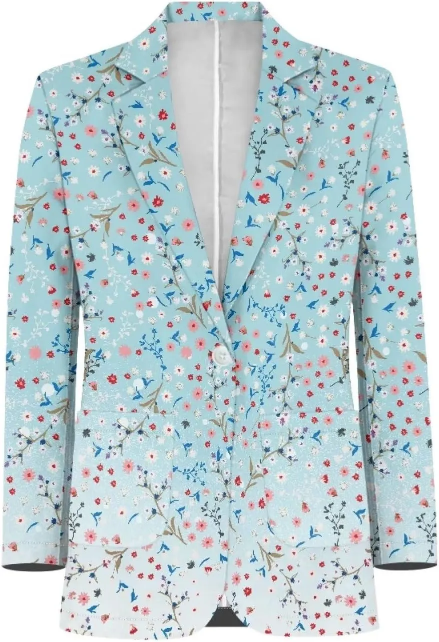 TODIYADDU Blazer for Women One Button Notched Lapel Suit Jacket with Pockets Casual Business Jackets Sports Coats for Party