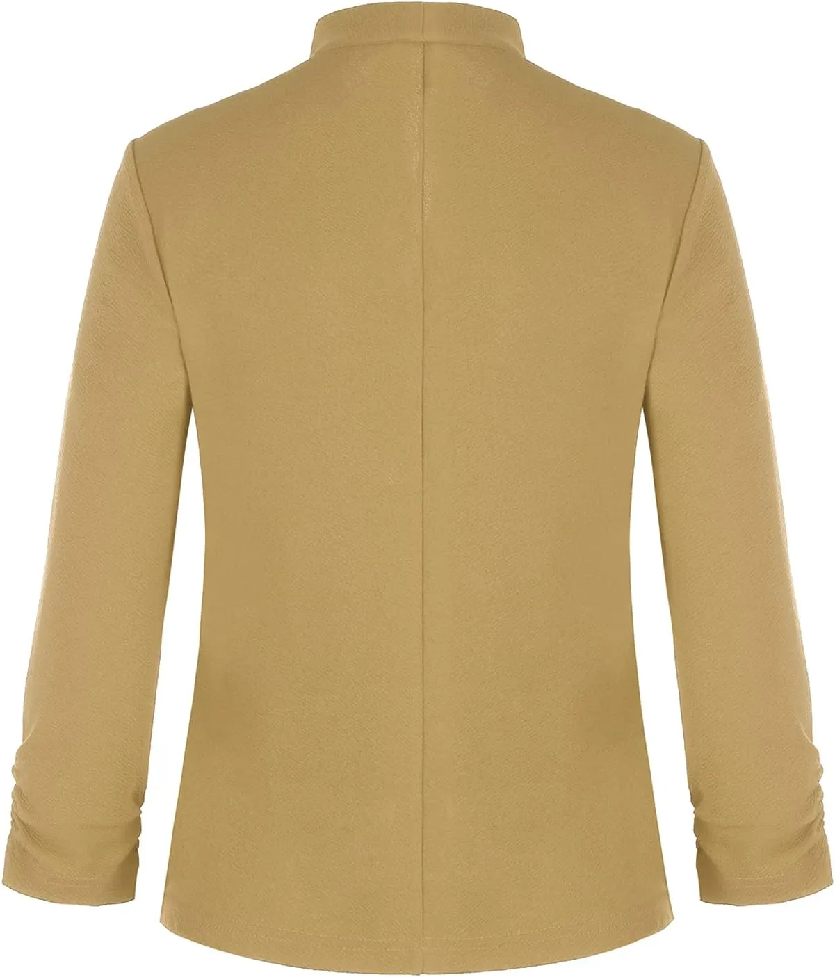 Unifizz Women's Collarless 3/4 Sleeve Lightweight Blazer Slim Work Office Business Jacket