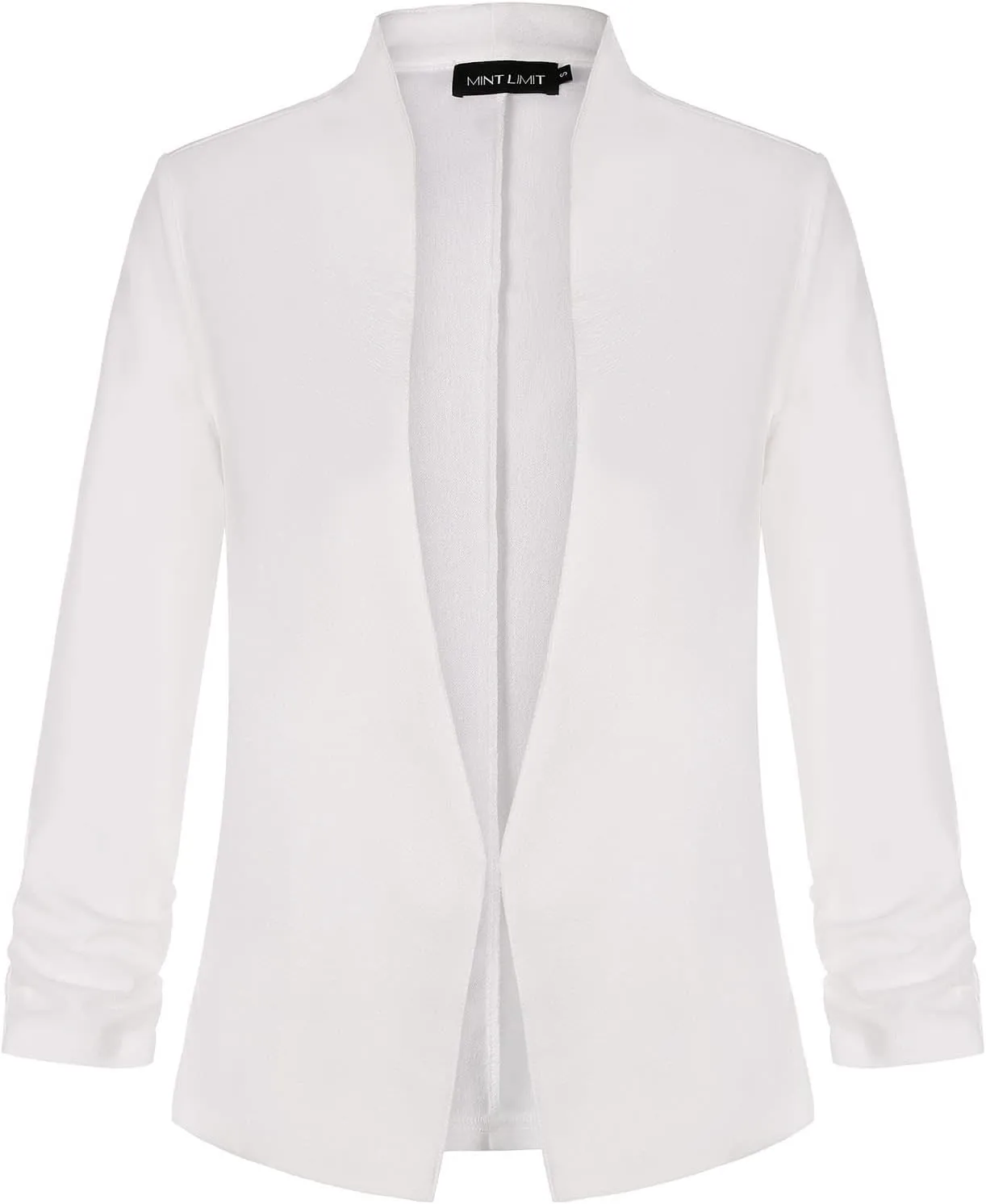 Unifizz Women's Collarless 3/4 Sleeve Lightweight Blazer Slim Work Office Business Jacket
